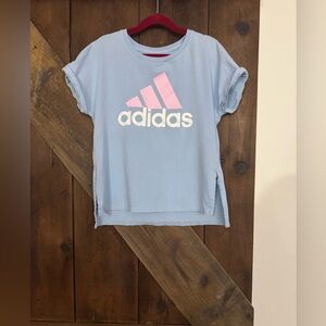 4/$12Adidas Kids Sky Blue Tee with Pink and White Logo